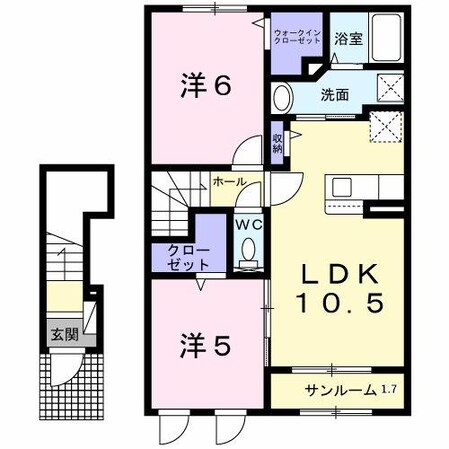 ホワイトストーク九日市の物件間取画像